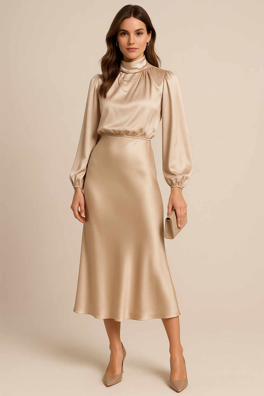 Women’s High Neck Midi Dress Style