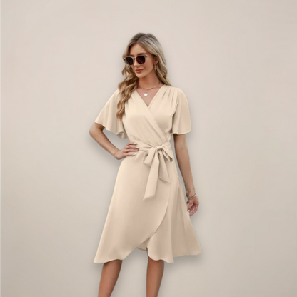Women’s Midi Wrap Dress With Front Tie