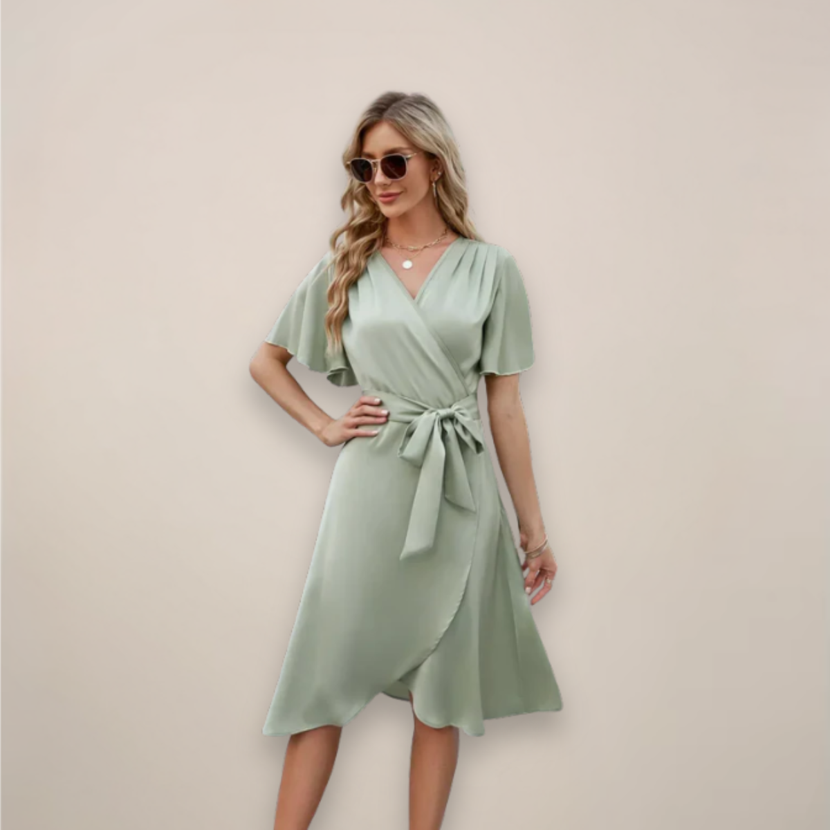 Women’s Midi Wrap Dress With Front Tie