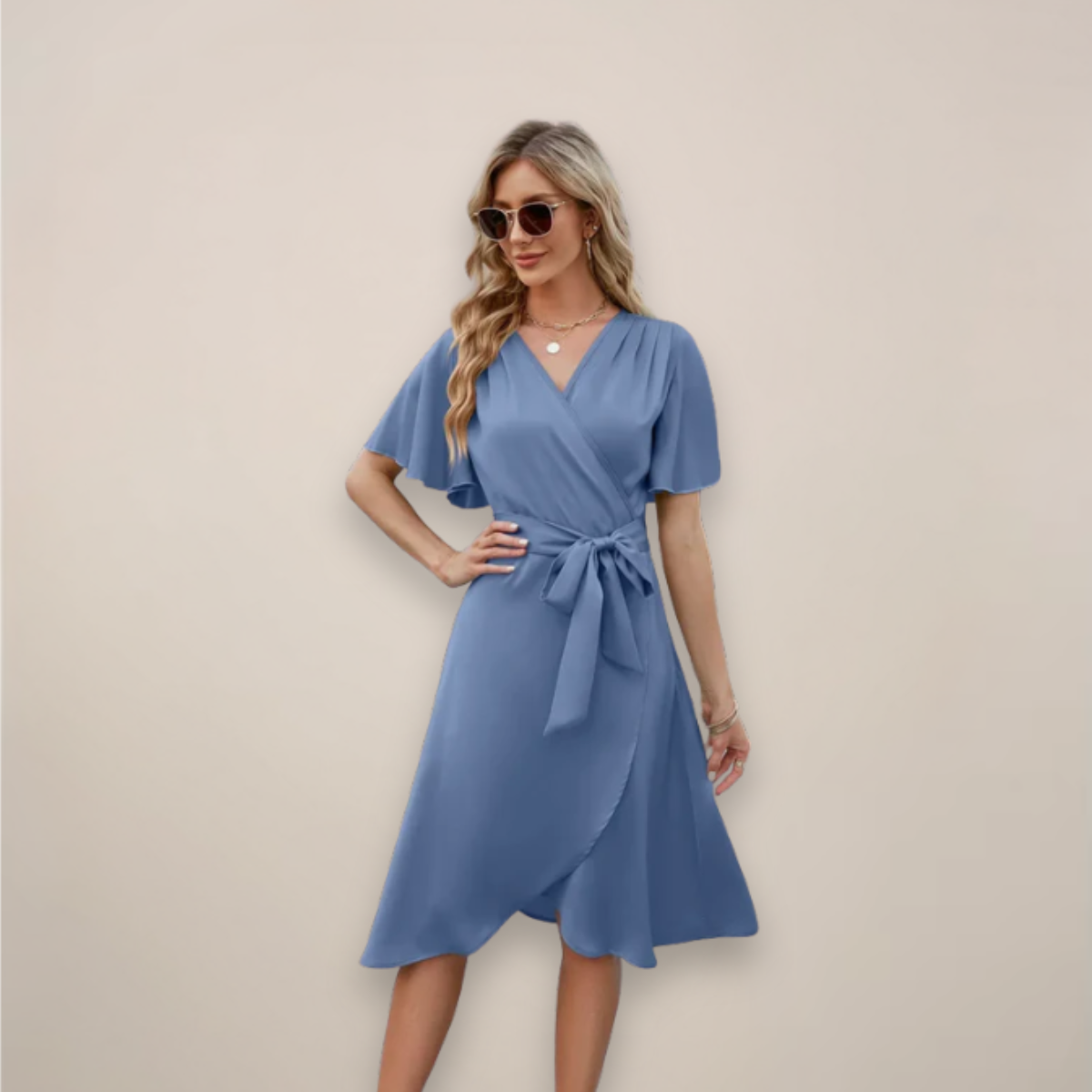Women’s Midi Wrap Dress With Front Tie