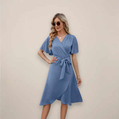 Women’s Midi Wrap Dress With Front Tie