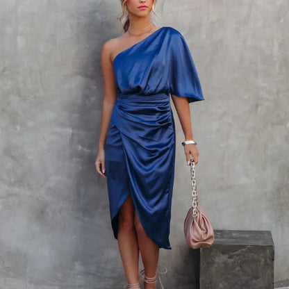 Women’s One Shoulder Mini Dress Wrap Style