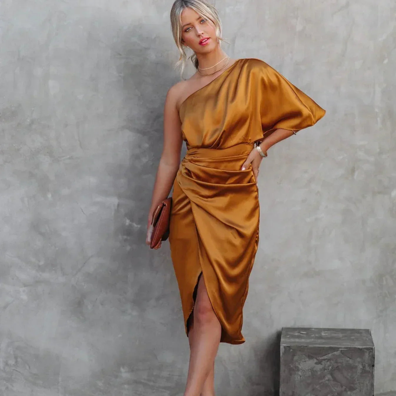 Women’s One Shoulder Mini Dress Wrap Style
