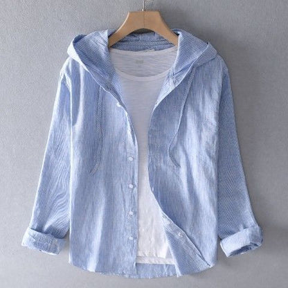 Casual Long Sleeve Shirt with Hood for Men