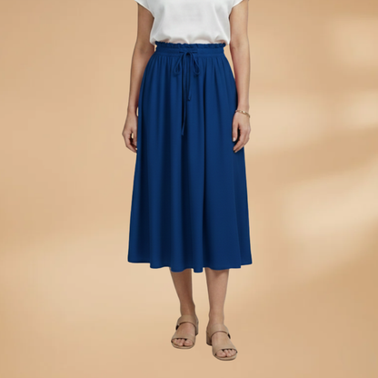 Women's Midi Skirt with Floral Print and Elasticated Waistband