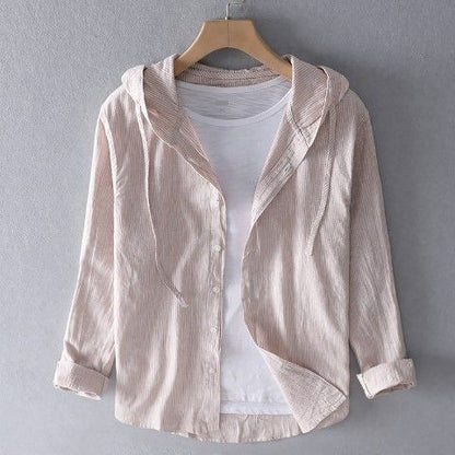 Casual Long Sleeve Shirt with Hood for Men