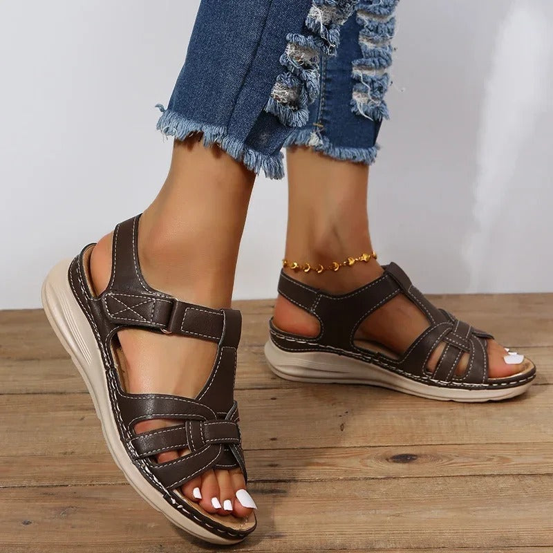 Comfortable Velcro Strap Orthopaedic Sandals with Cushioned Sole for Women