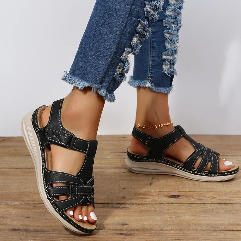 Comfortable Velcro Strap Orthopaedic Sandals with Cushioned Sole for Women