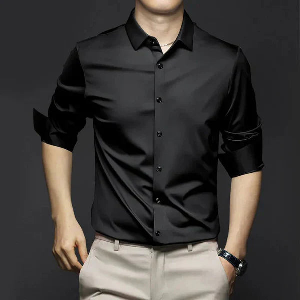 Men's Button-Up Shirt - Long-Sleeved with Point Collar