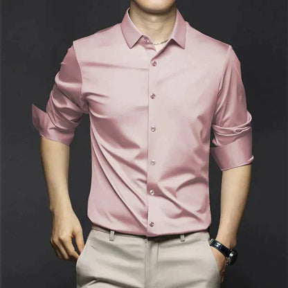 Men's Button-Up Shirt - Long-Sleeved with Point Collar